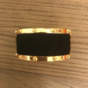 C Wonder black and gold hinge cuff bracelet